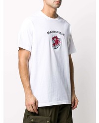 T-shirt à col rond imprimé blanc Maharishi