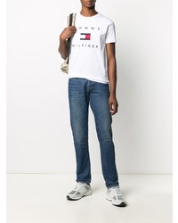 T-shirt à col rond imprimé blanc Tommy Hilfiger