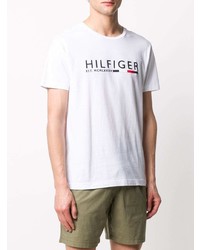 T-shirt à col rond imprimé blanc Tommy Hilfiger