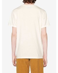 T-shirt à col rond imprimé blanc Gucci