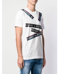 T-shirt à col rond imprimé blanc DSQUARED2