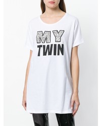 T-shirt à col rond imprimé blanc Twin-Set