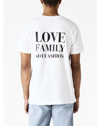 T-shirt à col rond imprimé blanc Family First