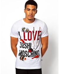 T-shirt à col rond imprimé blanc Love Moschino