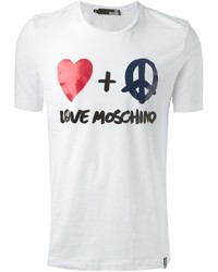 T-shirt à col rond imprimé blanc Love Moschino