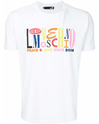 T-shirt à col rond imprimé blanc Love Moschino