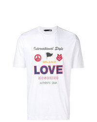 T-shirt à col rond imprimé blanc Love Moschino