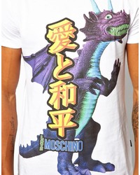 T-shirt à col rond imprimé blanc Love Moschino