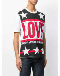 T-shirt à col rond imprimé blanc Love Moschino