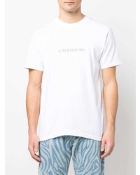 T-shirt à col rond imprimé blanc Stussy