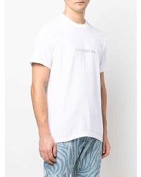 T-shirt à col rond imprimé blanc Stussy