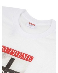 T-shirt à col rond imprimé blanc Supreme