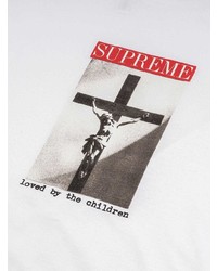 T-shirt à col rond imprimé blanc Supreme