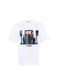 T-shirt à col rond imprimé blanc M1992