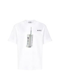 T-shirt à col rond imprimé blanc M1992