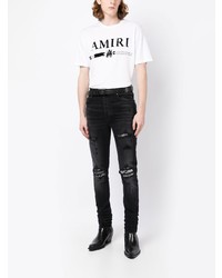 T-shirt à col rond imprimé blanc Amiri