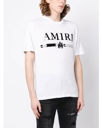 T-shirt à col rond imprimé blanc Amiri