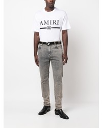 T-shirt à col rond imprimé blanc Amiri