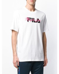 T-shirt à col rond imprimé blanc Fila