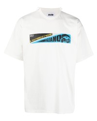 T-shirt à col rond imprimé blanc Magliano