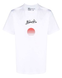 T-shirt à col rond imprimé blanc Maharishi