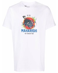 T-shirt à col rond imprimé blanc Maharishi