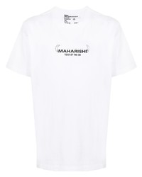 T-shirt à col rond imprimé blanc Maharishi