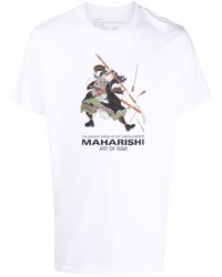 T-shirt à col rond imprimé blanc Maharishi