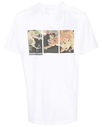 T-shirt à col rond imprimé blanc Maharishi