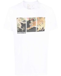 T-shirt à col rond imprimé blanc Maharishi