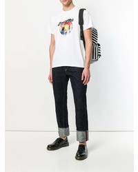 T-shirt à col rond imprimé blanc MAISON KITSUNÉ