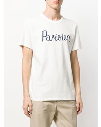 T-shirt à col rond imprimé blanc MAISON KITSUNÉ