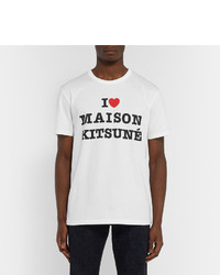 T-shirt à col rond imprimé blanc MAISON KITSUNÉ