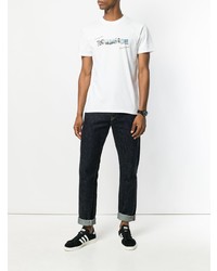 T-shirt à col rond imprimé blanc MAISON KITSUNÉ