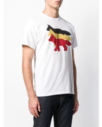 T-shirt à col rond imprimé blanc MAISON KITSUNÉ