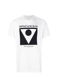 T-shirt à col rond imprimé blanc Maison Margiela