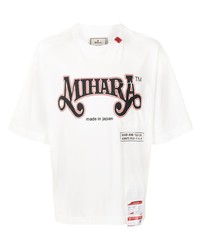 T-shirt à col rond imprimé blanc Maison Mihara Yasuhiro