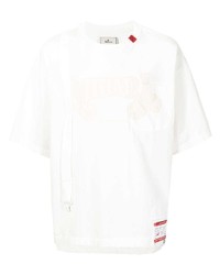 T-shirt à col rond imprimé blanc Maison Mihara Yasuhiro