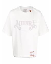 T-shirt à col rond imprimé blanc Maison Mihara Yasuhiro