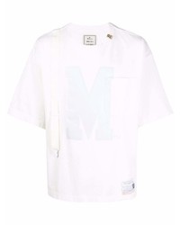 T-shirt à col rond imprimé blanc Maison Mihara Yasuhiro