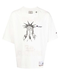 T-shirt à col rond imprimé blanc Maison Mihara Yasuhiro