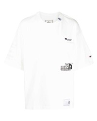 T-shirt à col rond imprimé blanc Maison Mihara Yasuhiro