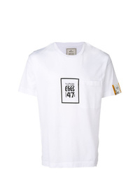 T-shirt à col rond imprimé blanc Maison Mihara Yasuhiro