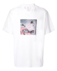 T-shirt à col rond imprimé blanc Makavelic
