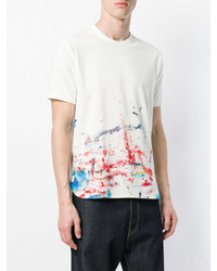 T-shirt à col rond imprimé blanc Junya Watanabe