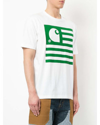 T-shirt à col rond imprimé blanc Junya Watanabe