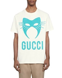 T-shirt à col rond imprimé blanc Gucci