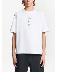 T-shirt à col rond imprimé blanc Zegna