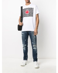 T-shirt à col rond imprimé blanc DSQUARED2