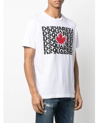 T-shirt à col rond imprimé blanc DSQUARED2